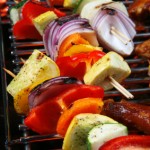 picture of vegetable kabobs on the grill