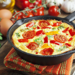 picture of a frittata with veggies and cheese
